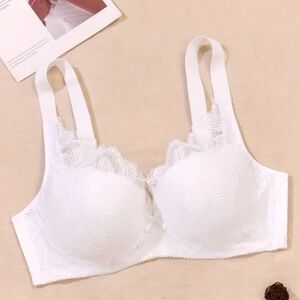 Elegant Bra Solid Floral Lace Unlined Full Coverage Underwire 40D